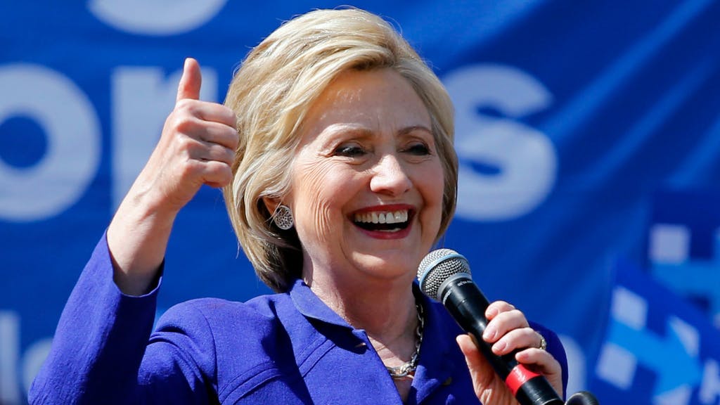 Hillary Clinton op campagne in California.