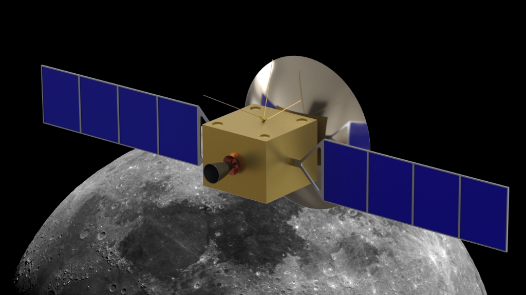 Drie kleine Nederlandse sprietjes op een Chinese satelliet die vanaf 2018 achter de maan zal vliegen (Illustratie uit het onderzoeksplan)