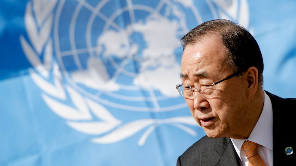 De huidige secretaris-generaal van de Verenigde Naties, Ban Ki- moon. Foto ANP