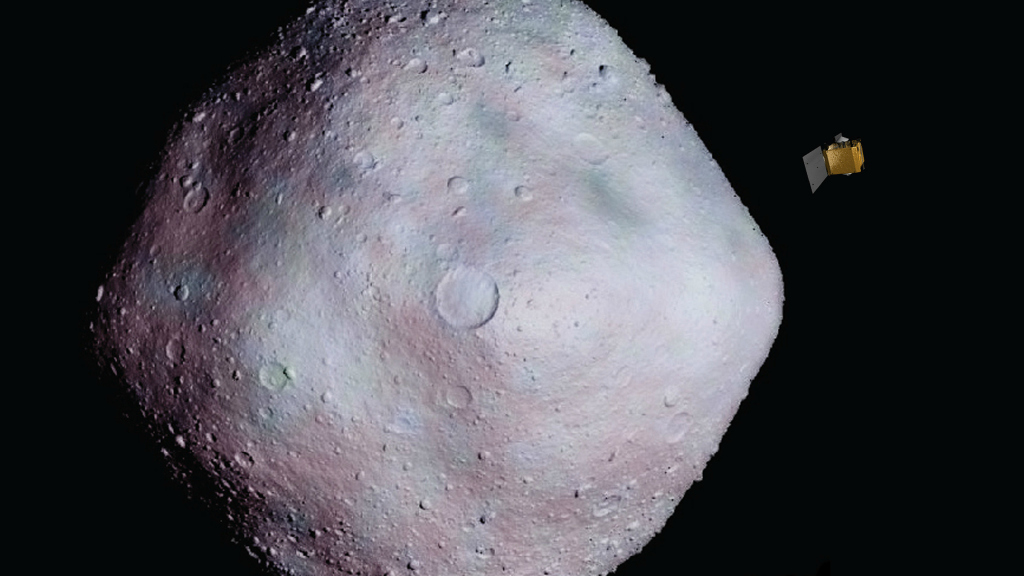 Geanimeerde afbeelding van de 101955 Bennu-asteroïde. Foto AFP/ANP