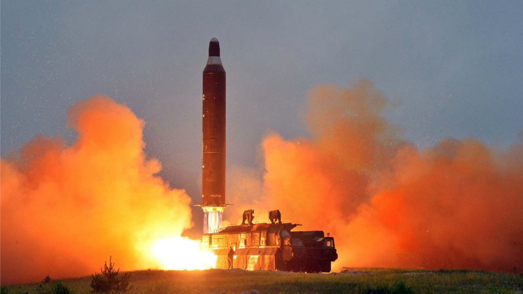Een Noord-Koreaanse ballistische raket. Foto AFP/ANP
