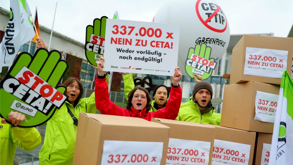 Protesten in Duitsland tegen CETA en TTIP. Foto ANP