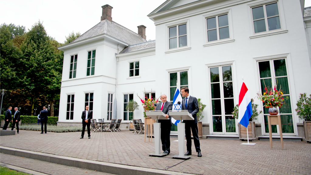Rutte en Netanyahu bij het Catshuis. Foto: ANP.