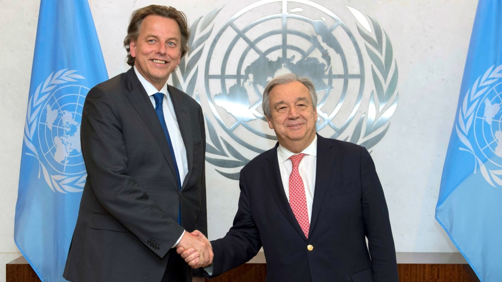 Minister Koenders met VN-secretaris-generaal Guterres. Foto HH / Mark Garten