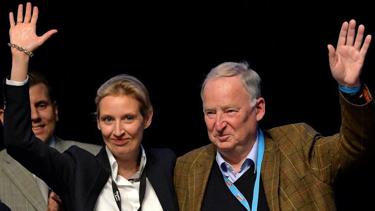 Alice Weidel (links) en Alexander Gauland, de nieuwe leiders van Alternative für Deutschland. Foto ANP
