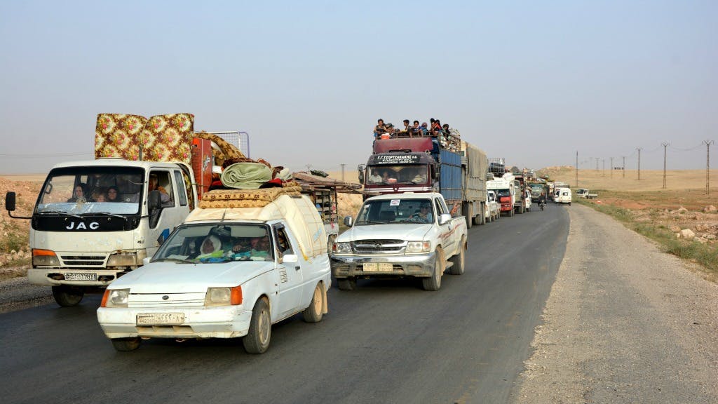Burgers ontvluchten IS-bolwerk Raqqa. Foto ANP