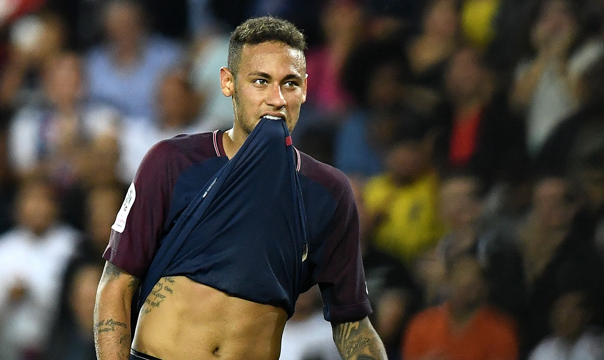Neymar in het shirt van Barcelona. ANP/AFP