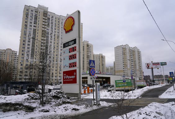 Een Shell-tankstation in Moskou.