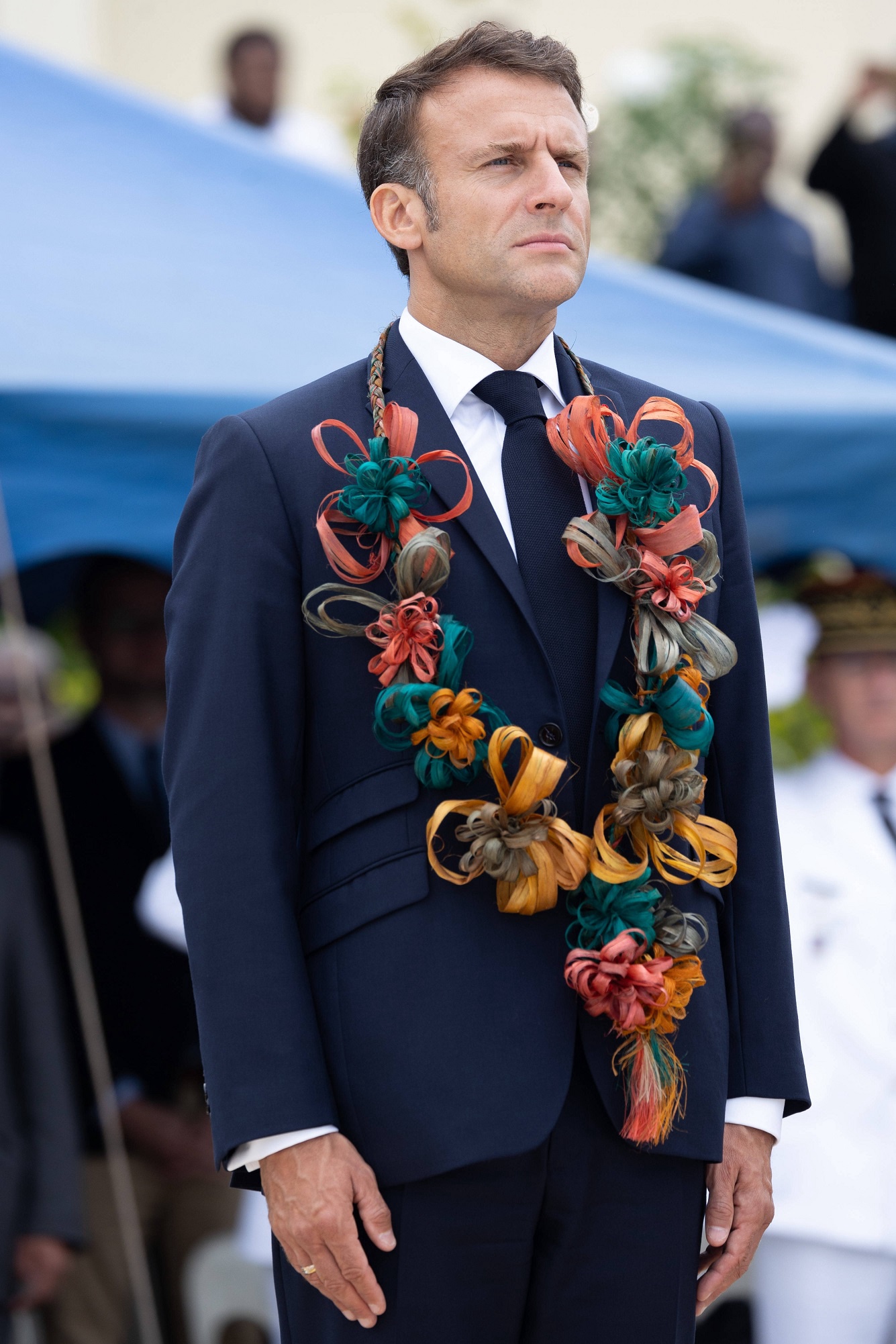 Au cours de sa tournée « historique » de cinq jours dans les îles de l’océan Pacifique, le président français Emmanuel Macron met en garde contre la puissance croissante de la Chine dans la région.  Ou comme il l’appelle : le nouvel impérialisme.  //04SIPA_1825017/Crédit:Lafargue Raphael-POOL/SIPA/2307271827