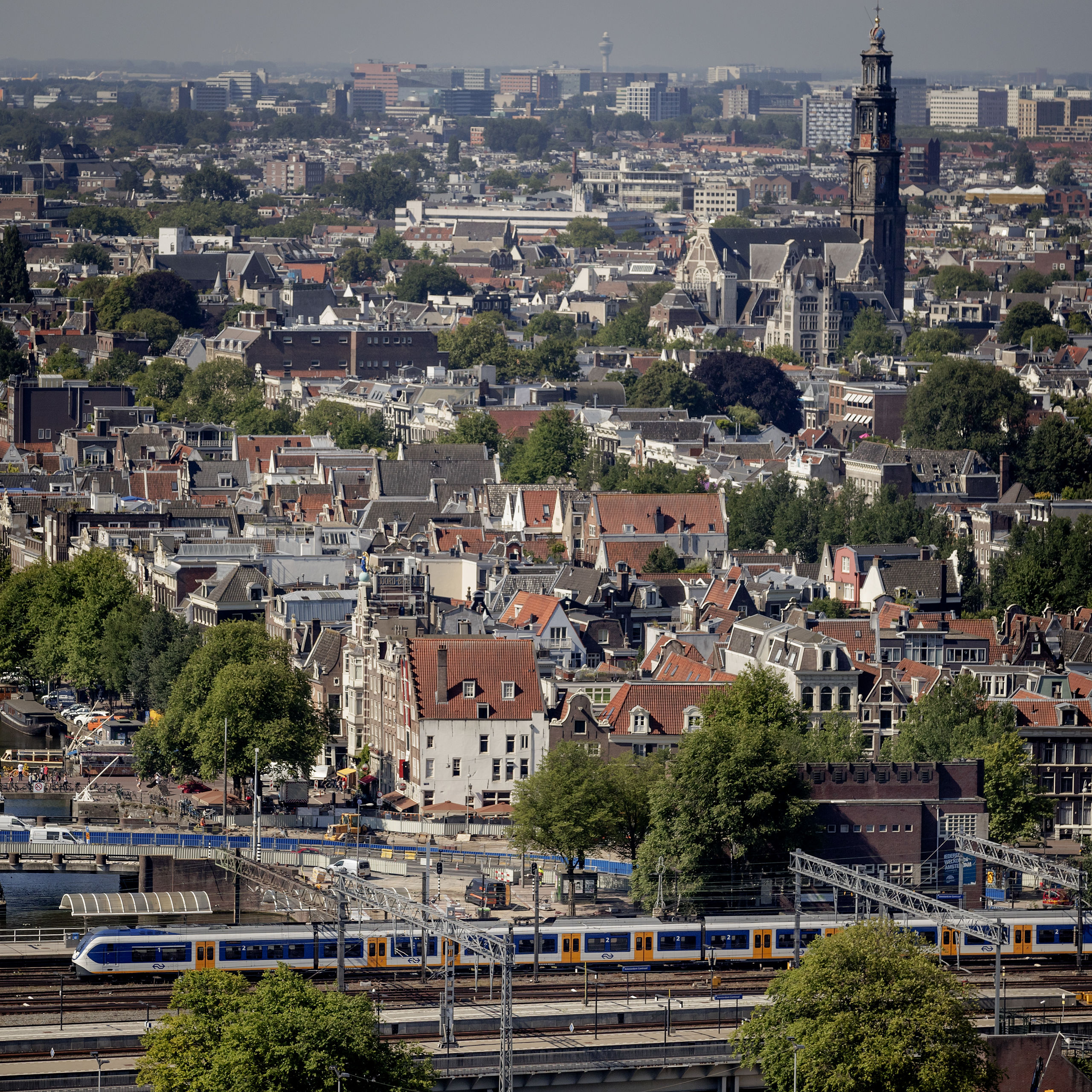 Overzicht van het centrum van de stad Amsterdam 