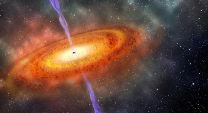 Artistieke impressie van een quasar, zoals de onderzoekers nu ontdekt hebben