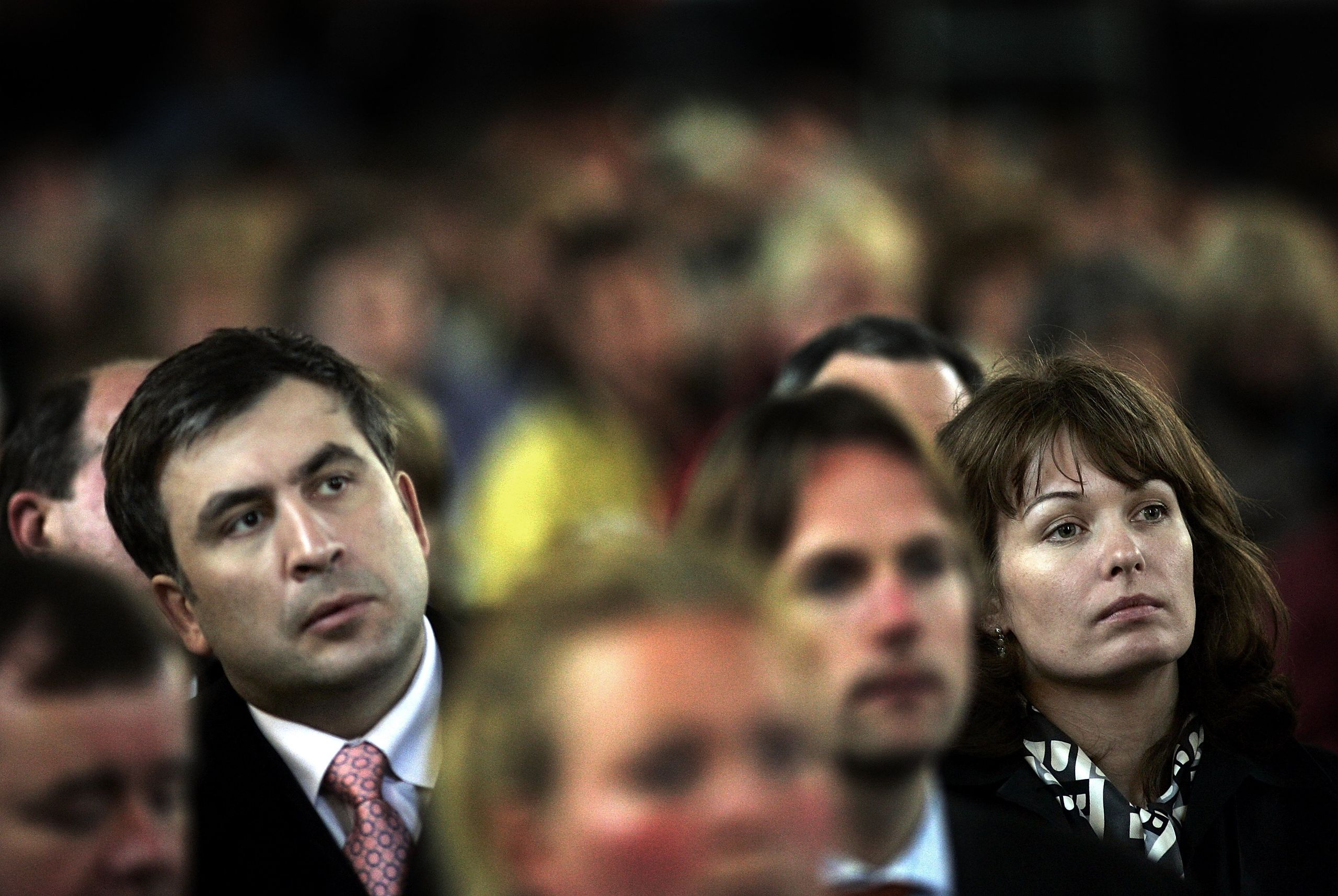 Michail Saakasjvili (links) met zijn Nederlandse vrouw Sandra Roelofs.