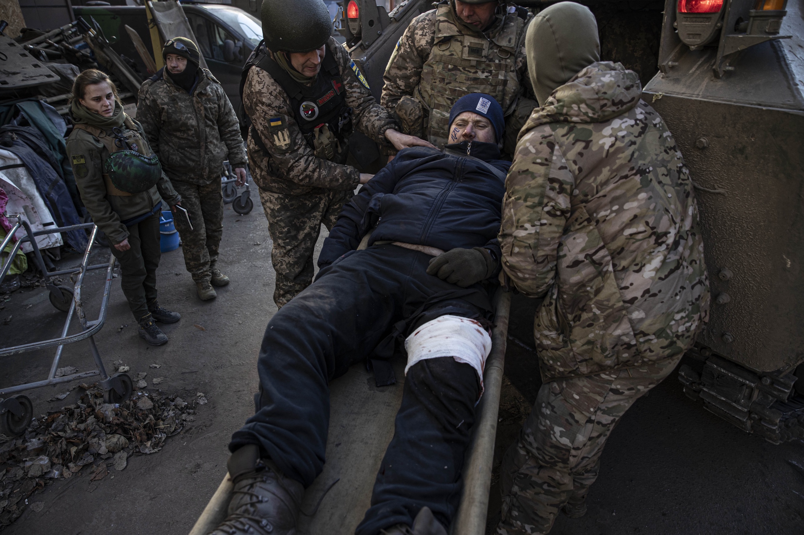 A wounded Ukrainian soldier.