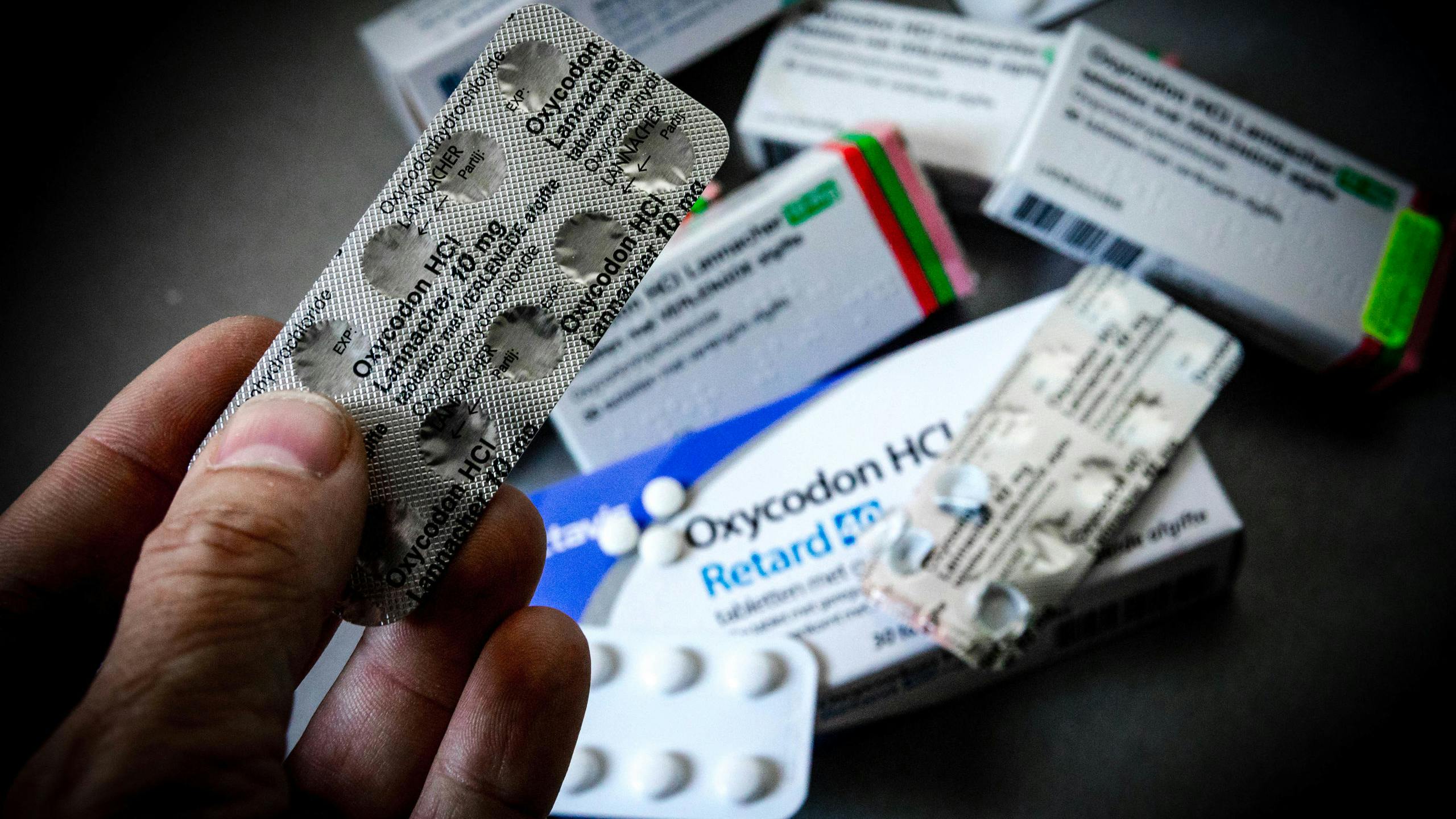 ILLUSTRATIEF - Verpakkingen van het pijnstillend opiaat Oxycodon. Artsen waarschuwen voor het groeiend aantal verslaafden aan de pijnstiller. NOVUM COPYRIGHT ROB ENGELAAR