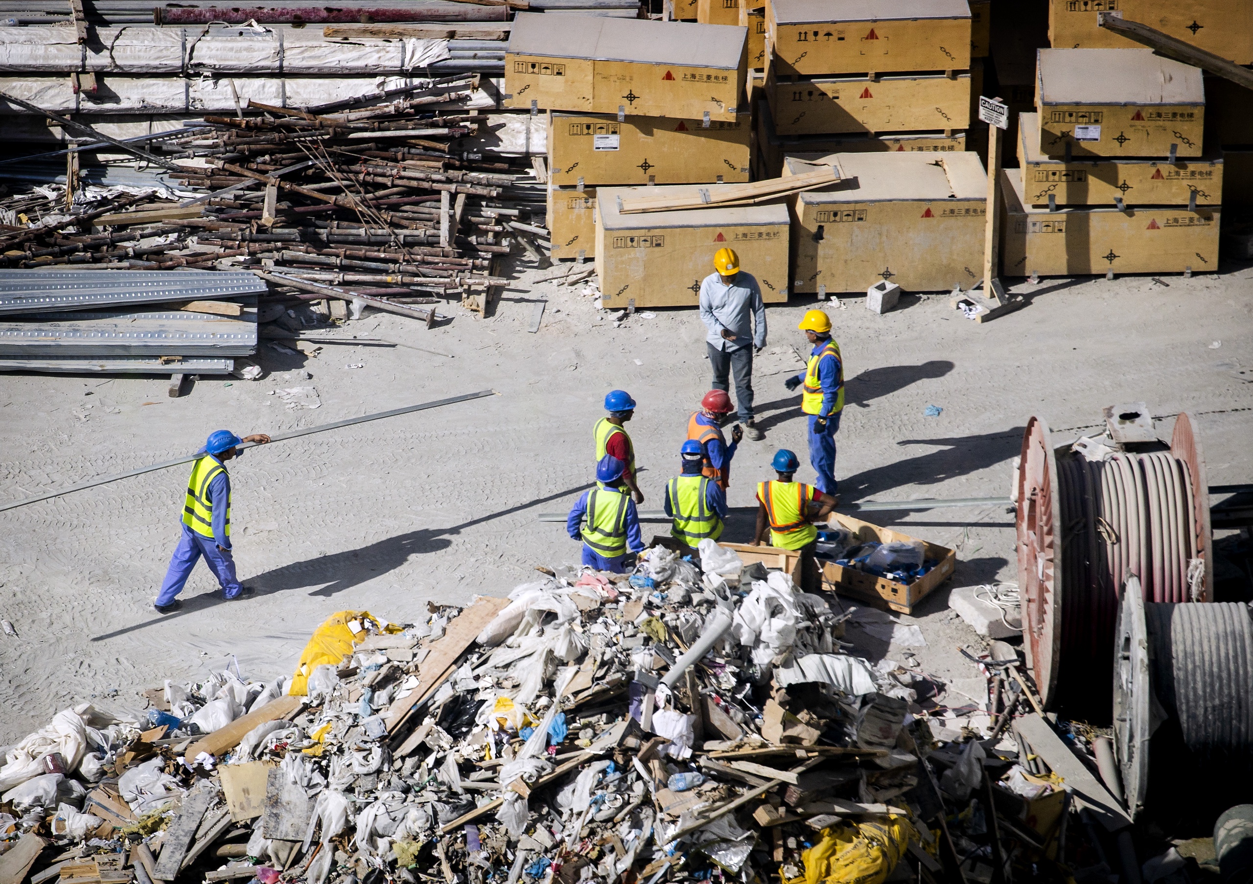 Arbeiders aan het werk in Qatar