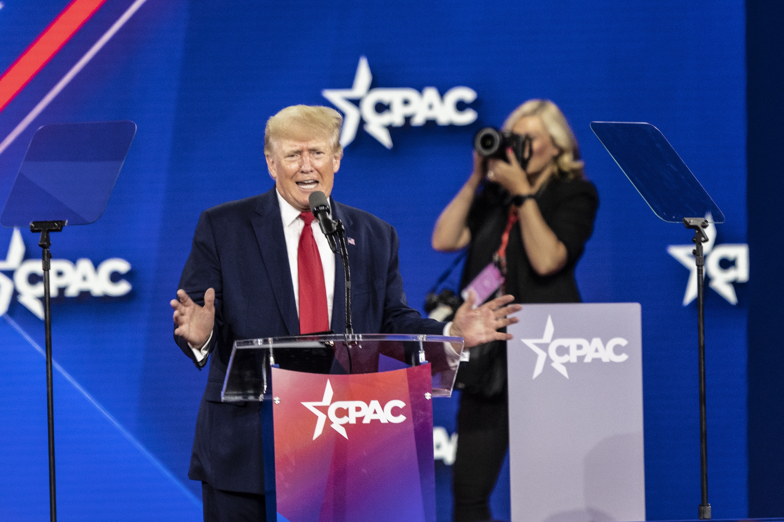 45e president van de VS Donald J. Trump spreekt tijdens CPAC Texas 2022-conferentie in Hilton Anatole