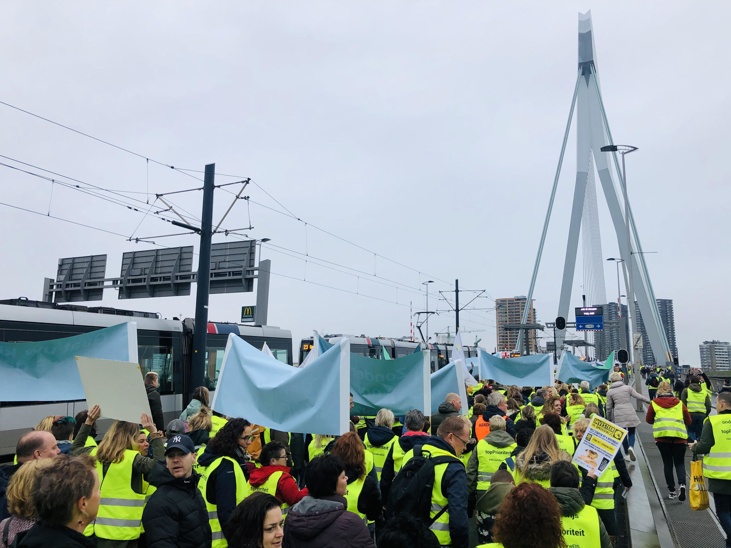 Demonstrerende leraren in Rotterdam