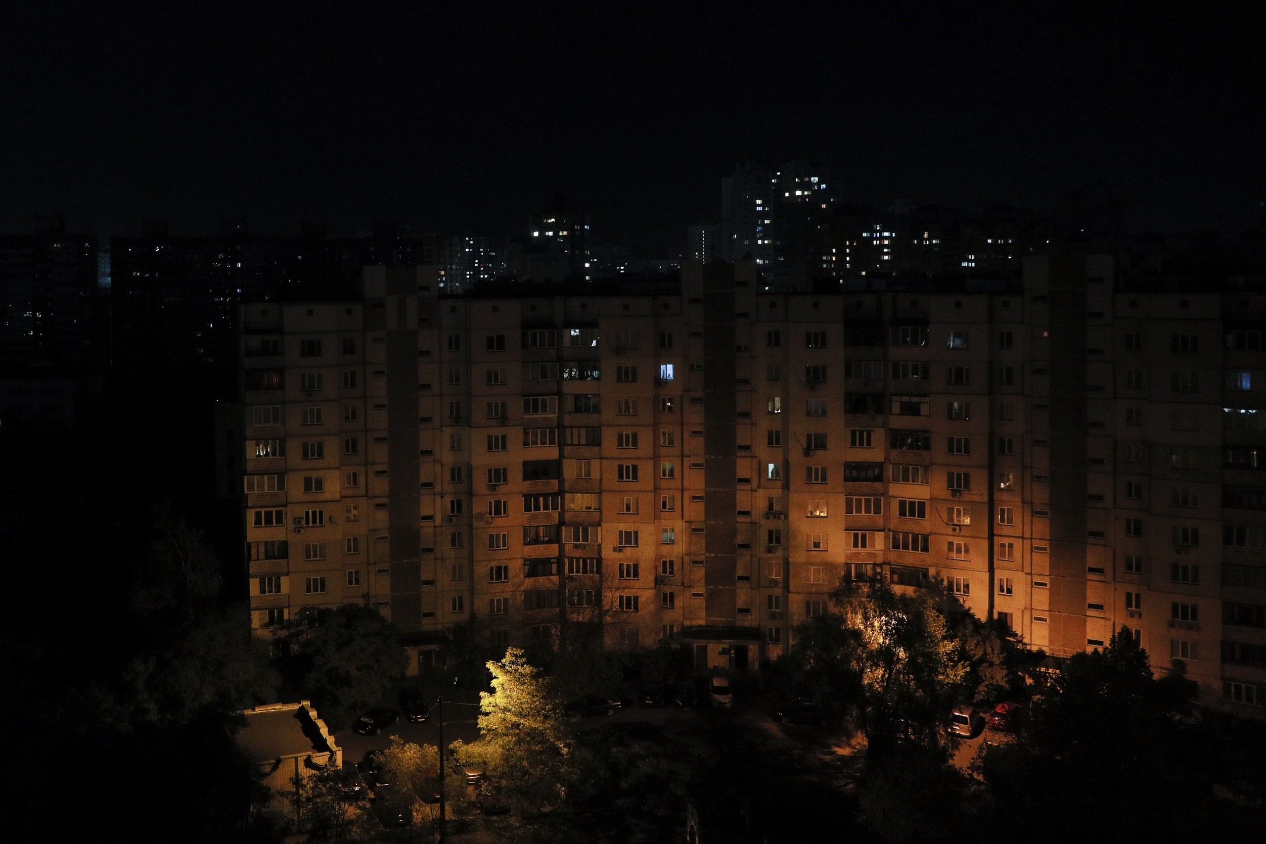 Kiev in de duisternis.