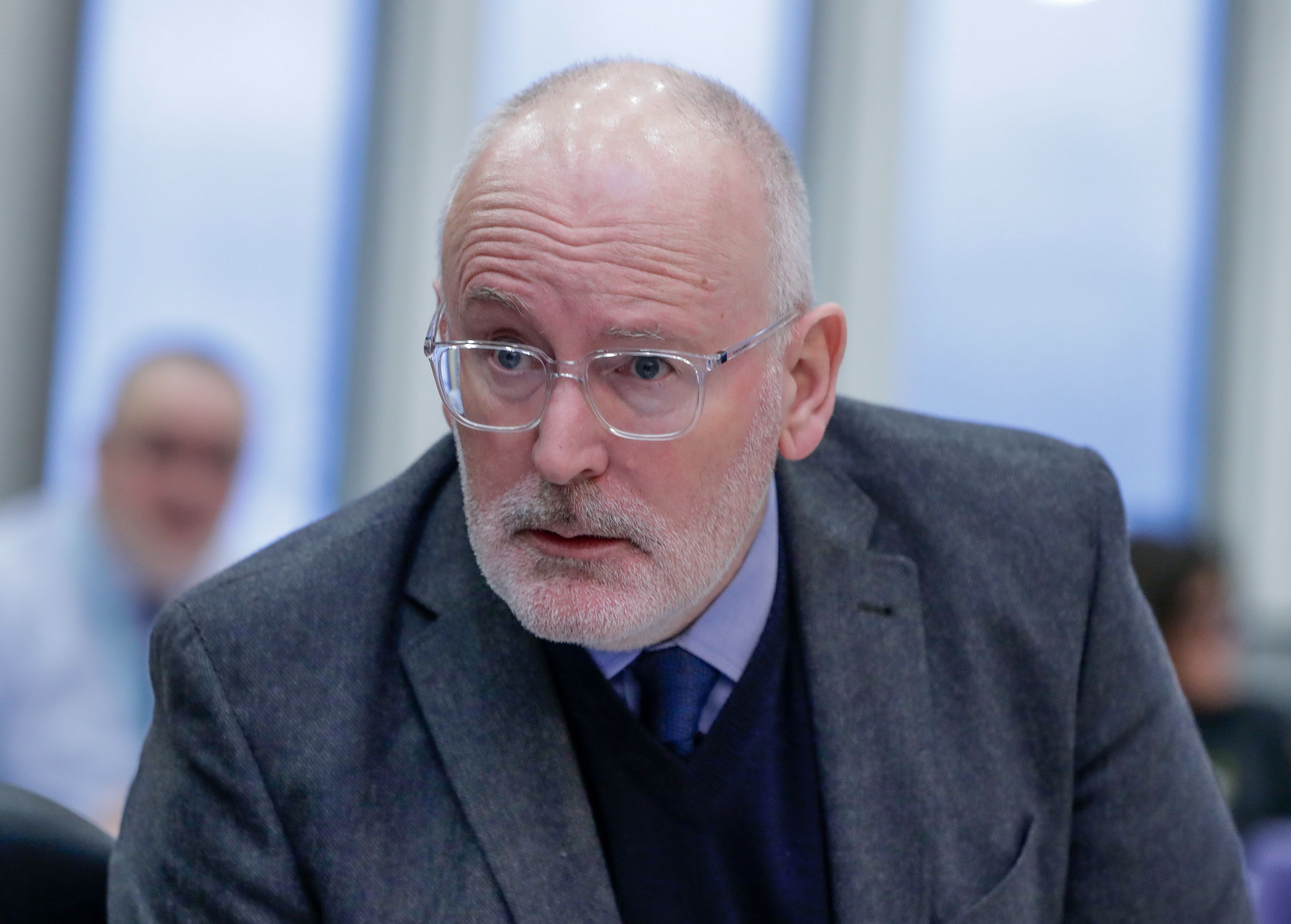 2019-01-30 11:07:02 epa07331034 First Vice-President of European Commission Frans Timmermans attends the weekly college meeting of the European Commission in Brussels, Belgium, 30 January 2019.  EPA/STEPHANIE LECOCQ