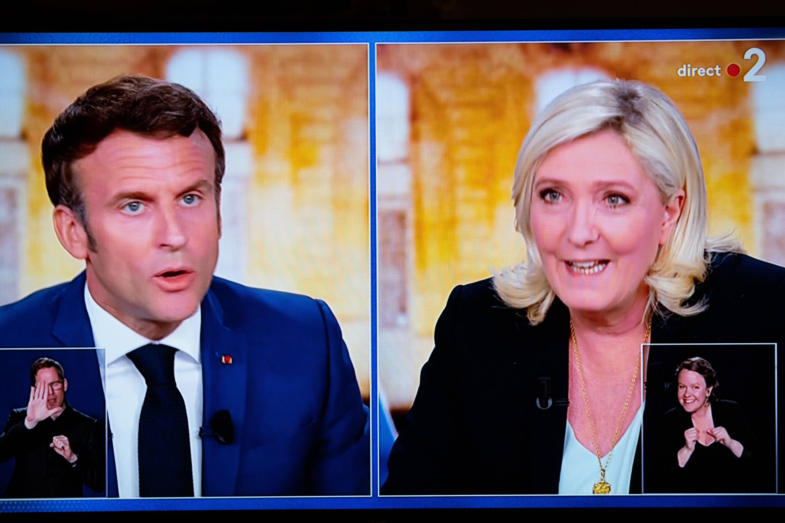 Televisiedebat tussen Macron en Le Pen.