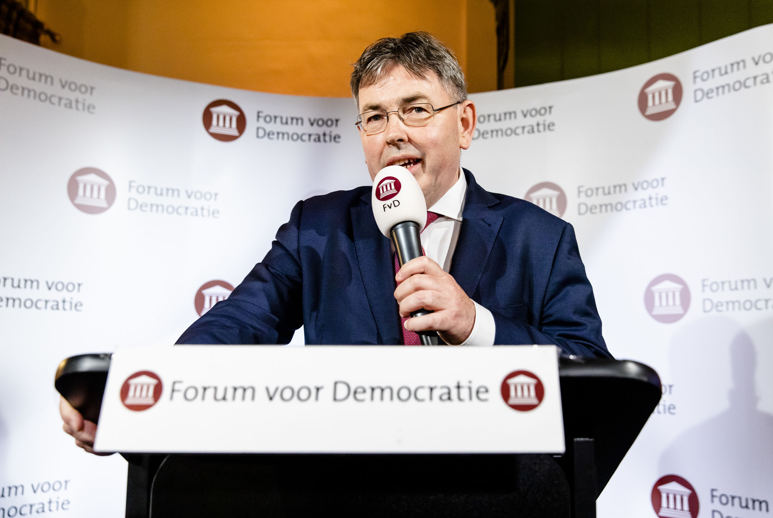 Derk Jan Eppink tijdens de uitslagenavond van de Europese Verkiezingen 2019