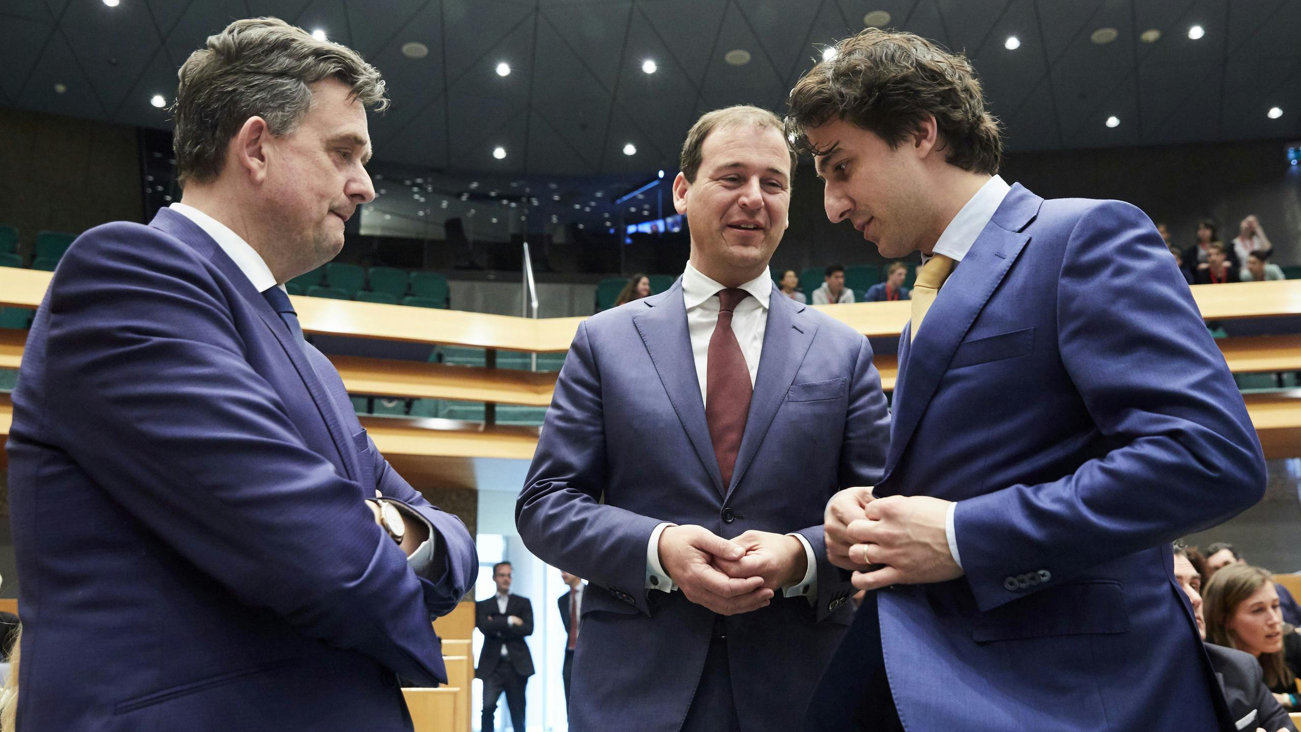 V.l.n.r.: Emile Roemer (SP), Lodewijk Asscher (PvdA) en Jesse Klaver (GroenLinks).
