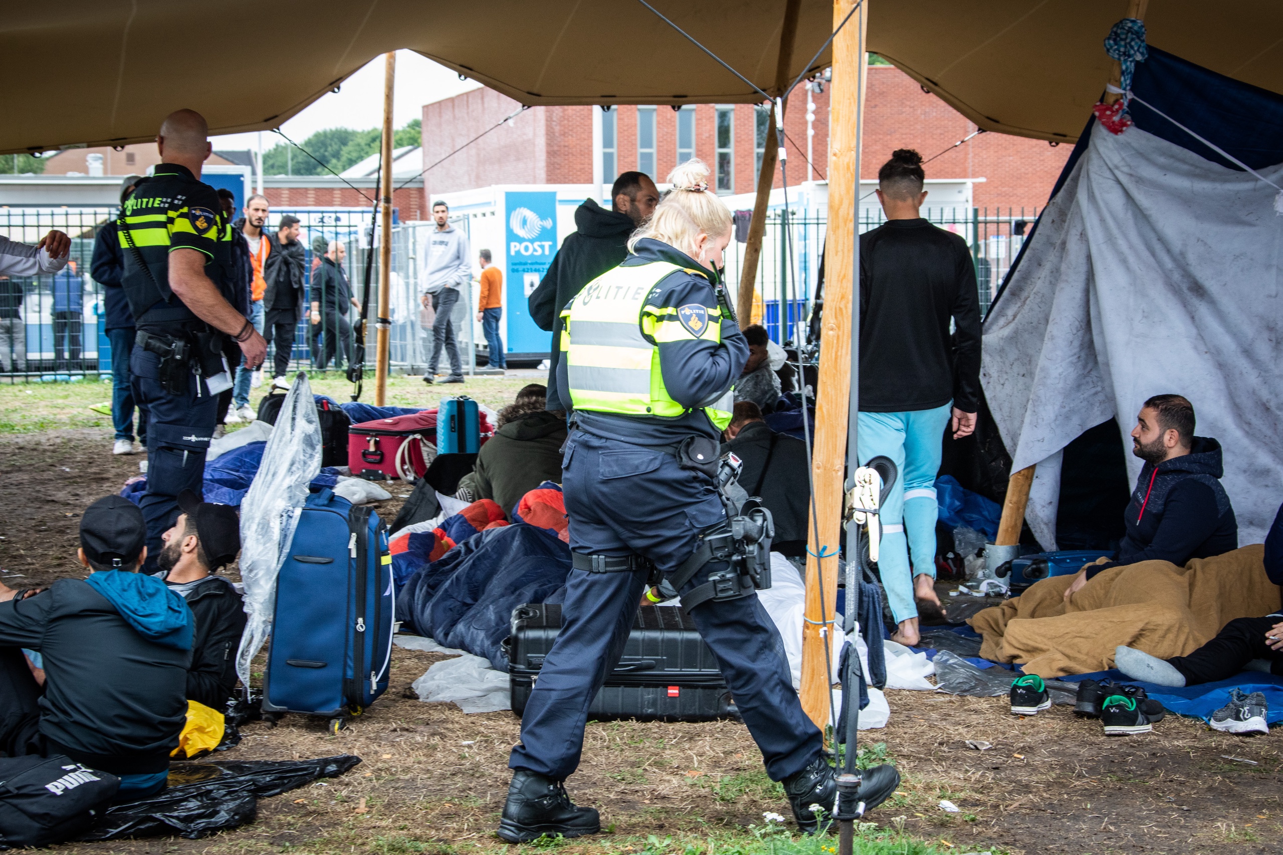 Een provosorisch tentenkamp in Ter Apel.