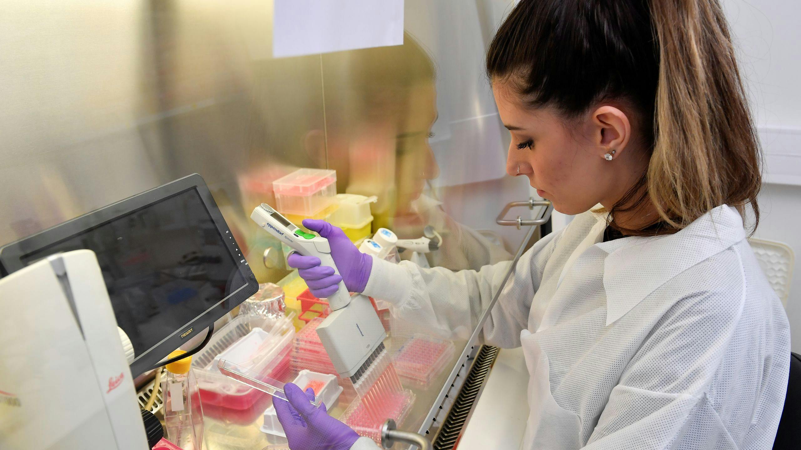 Een wetenschapper doet onderzoek naar een mogelijk coronavaccin aan de KU Leuven