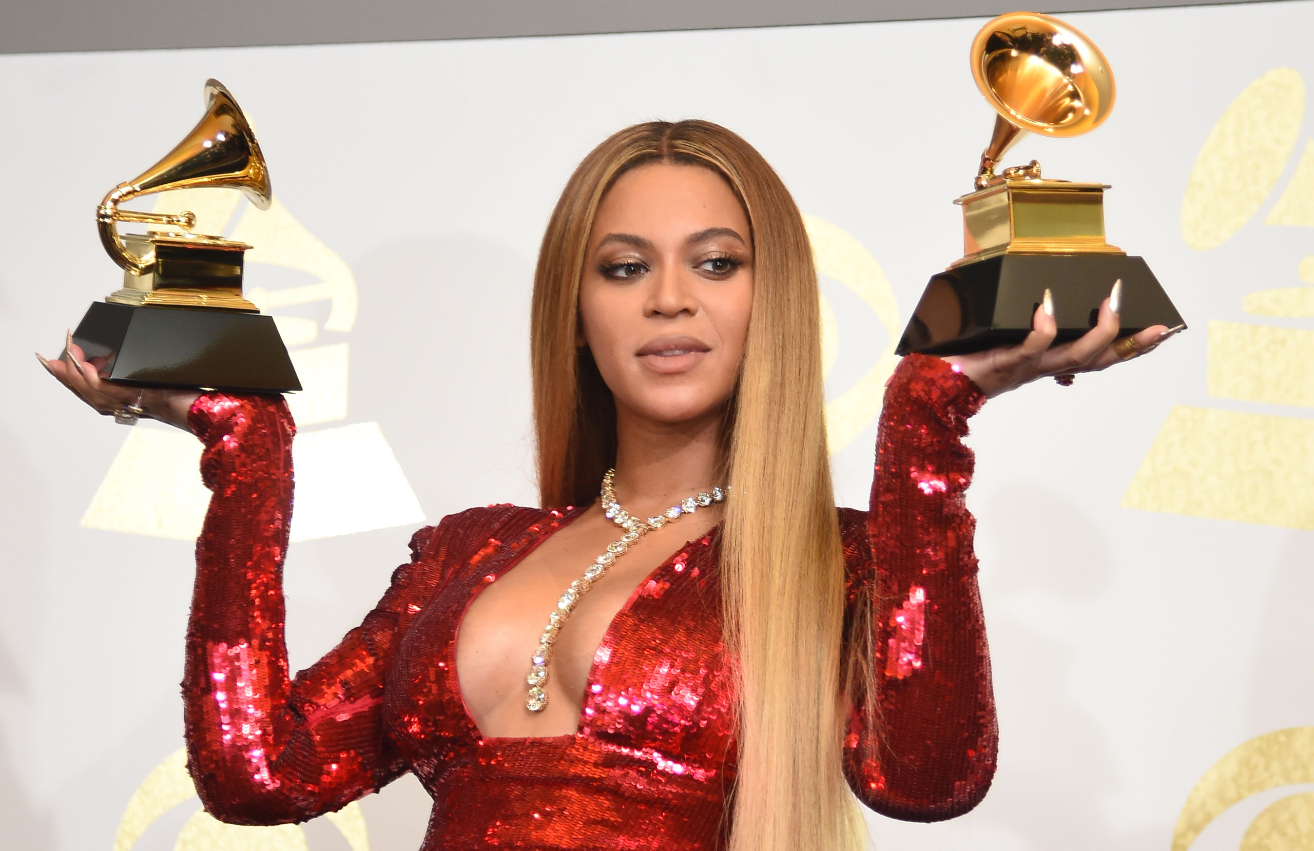 Beyonce met haar Grammy Awards 