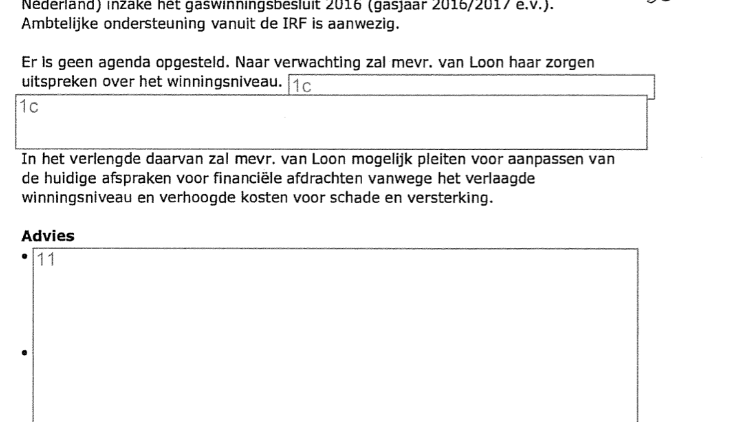 Notitie van het gesprek tussen Shell-baas Van Loon en toenmalig minister Dijsselbloem.