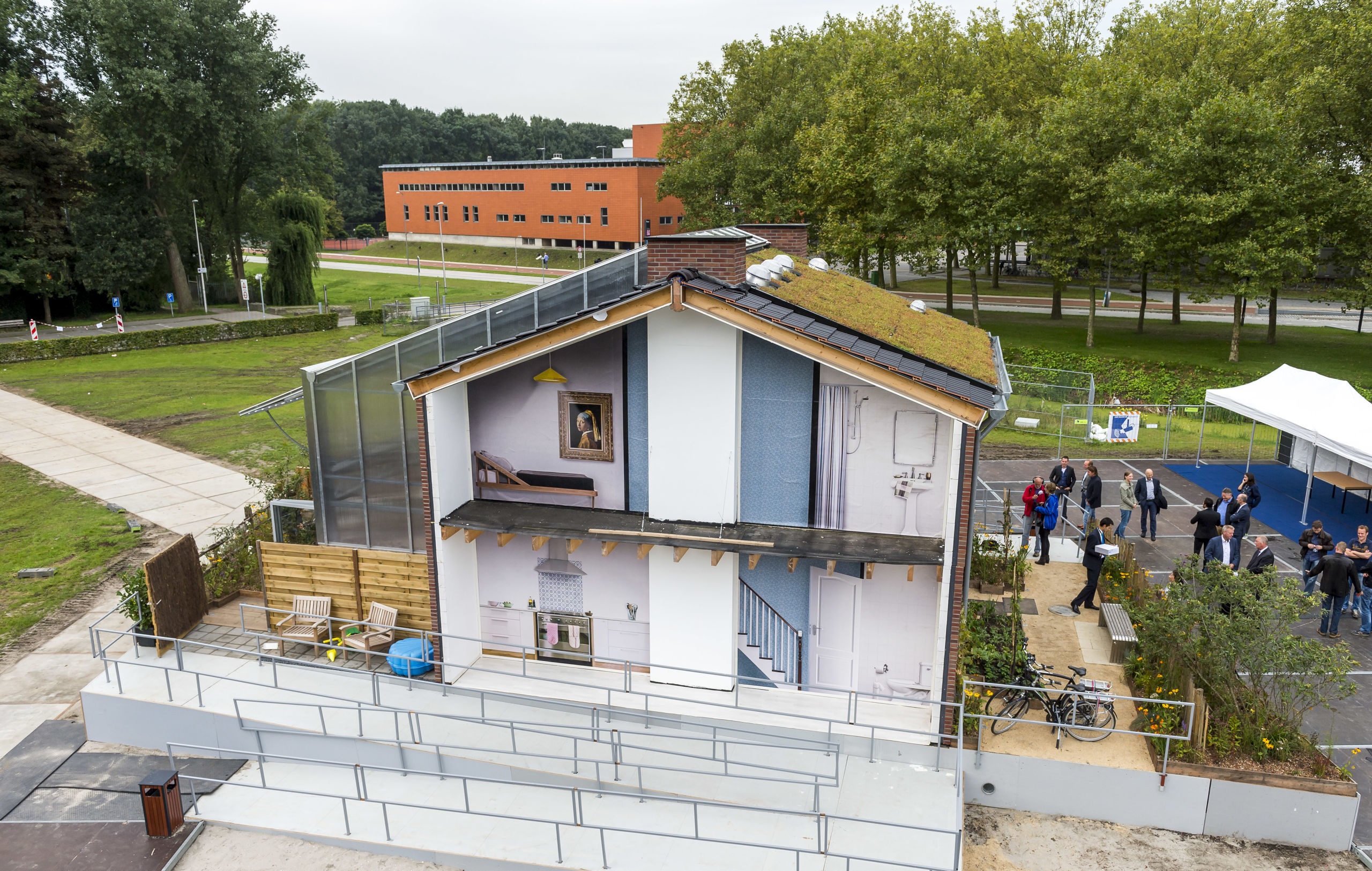 Een duurzaam rijtjeshuis in aanbouw