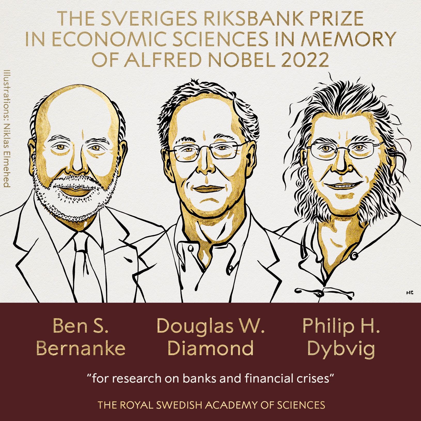 Voormalig Federal Reserve-president Ben Bernanke heeft de Nobelprijs voor de Economie gewonnen. De Amerikaan krijgt de prijs samen met zijn landgenoten Douglas Diamond en Philip Dybvig