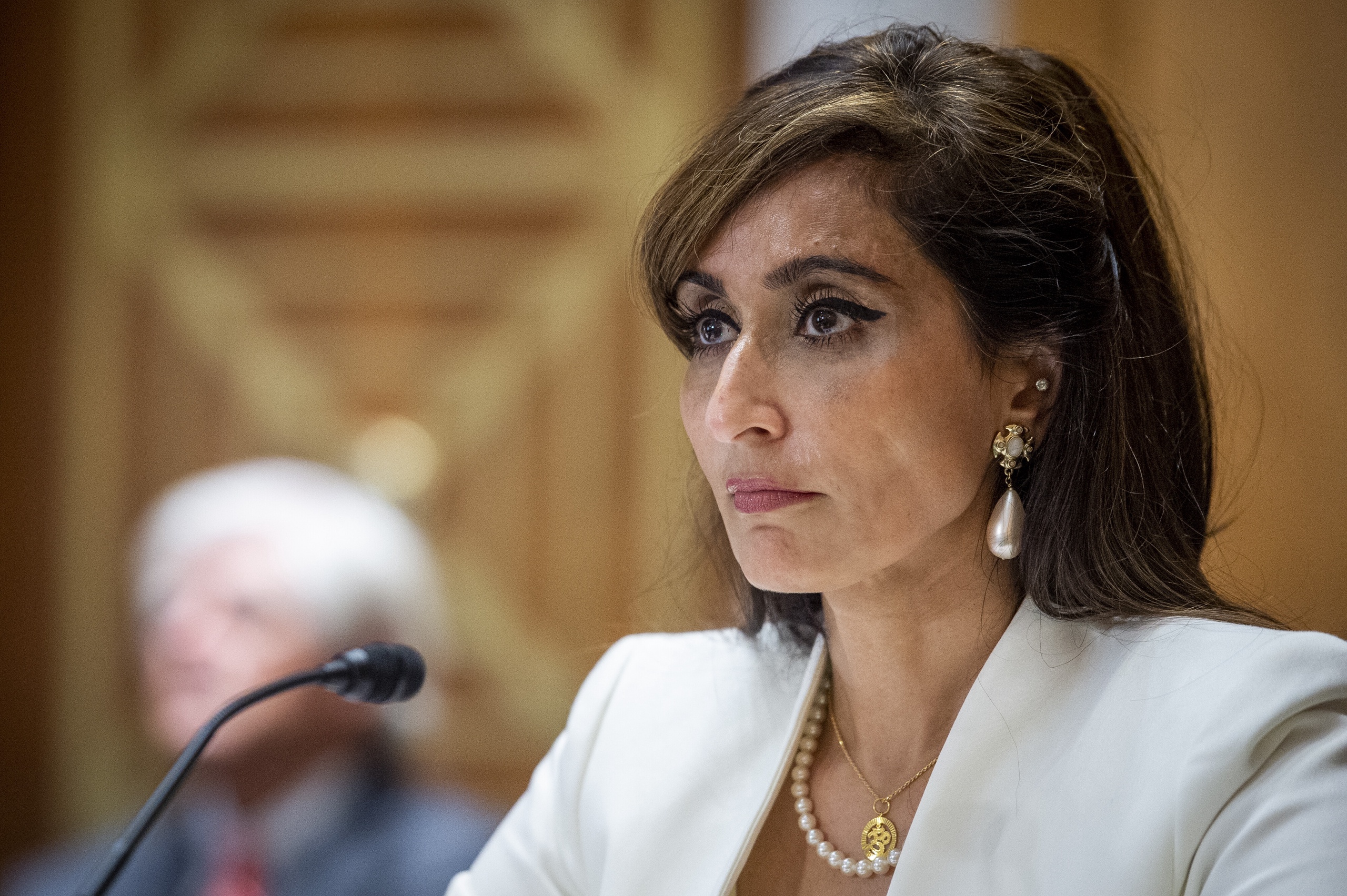 Shefali Razdan Duggal appears before a Senate Committee on Foreign Relations hearing for her nomination to be Ambassador to the Kingdom of the Netherlands, in the Dirksen Senate Office Building in Washington, DC, Thursday, July 28, 2022. Credit: Rod Lamkey / CNP Photo via Newscom